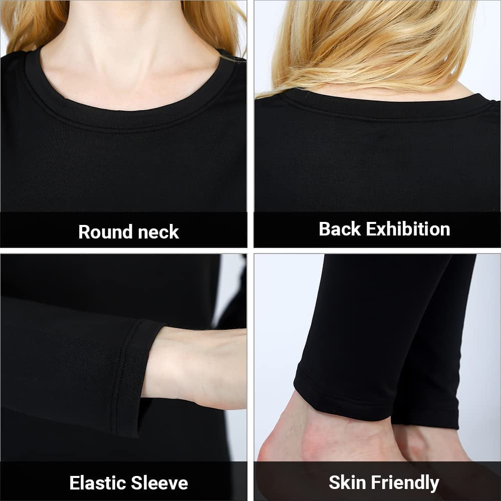 Thermal Underwear Women Ultra-Soft Set Base Layer Top & Bottom Long Johns with Fleece Lined Winter Warm