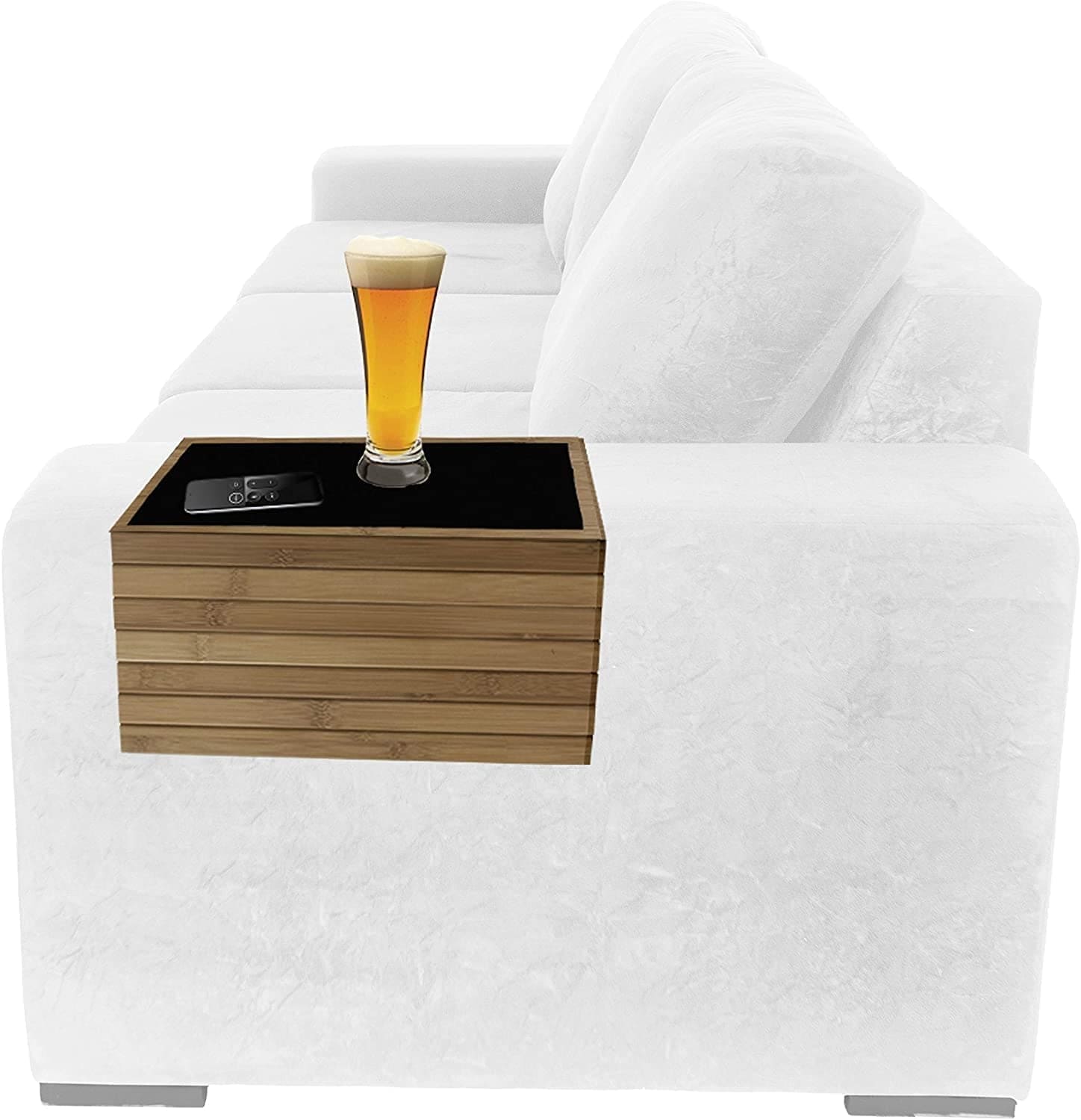 Bamboo Sofa Arm Tray Table Arm Rest Protector Universal Drink Holder Side Table Couch Remote Caddy