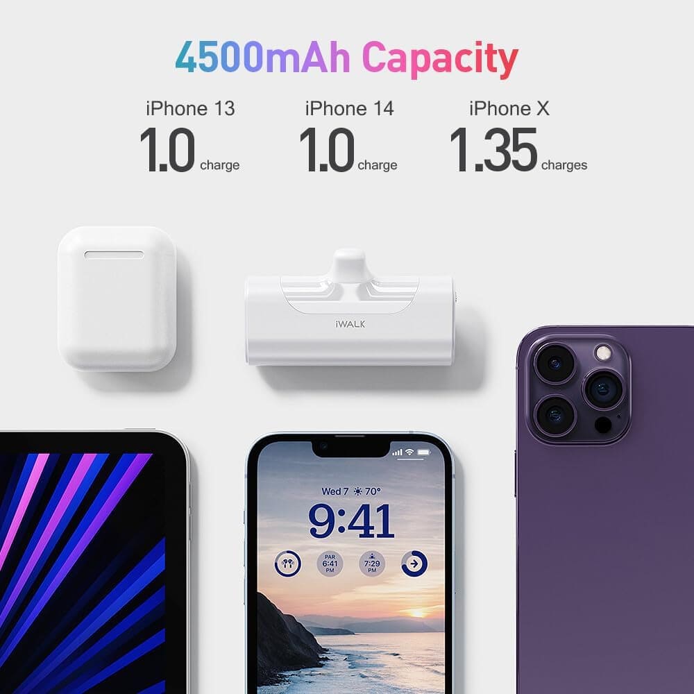 Small Portable Charger 4500Mah Ultra-Compact Power Bank Cute Battery Pack Compatible with Iphone 14/14 Pro Max/13/13 Pro Max/12/12 Pro Max/11 Pro/Xs Max/Xr/X/8/7/6/Plus Airpods and More,White