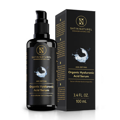 Organic Hyaluronic Acid Serum Face Moisturizer for Sensitive Skin (100Ml) - Dermatologically Tested, Organic Ingredients, No Harmful Chemichals - Reduces Wrinkles and Fine Lines - Satin Naturel