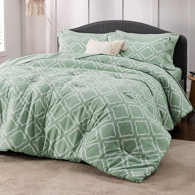 Bedsure Sage Green Comforter Set Twin - Bed in a Bag Twin 5 Pieces, Lightweight Warm Bedding Sets for All Season with Comforters, Sheets, Pillowcase & Sham