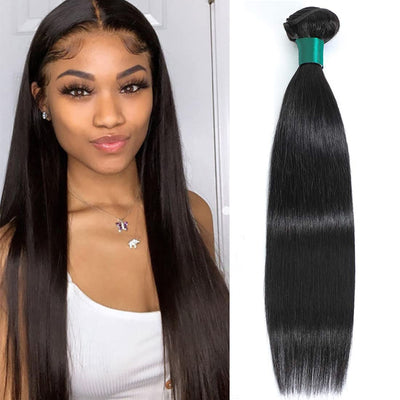 Misoun Brazilian Virgin Hair Straight Human Hair One Bundle 22Inch 100% Unprocessed Straight Virgin Human Hair Extension Weave Brazilian Bundle Natural Black (100+/-5G)/Bundle Can Be Dyed and Bleached