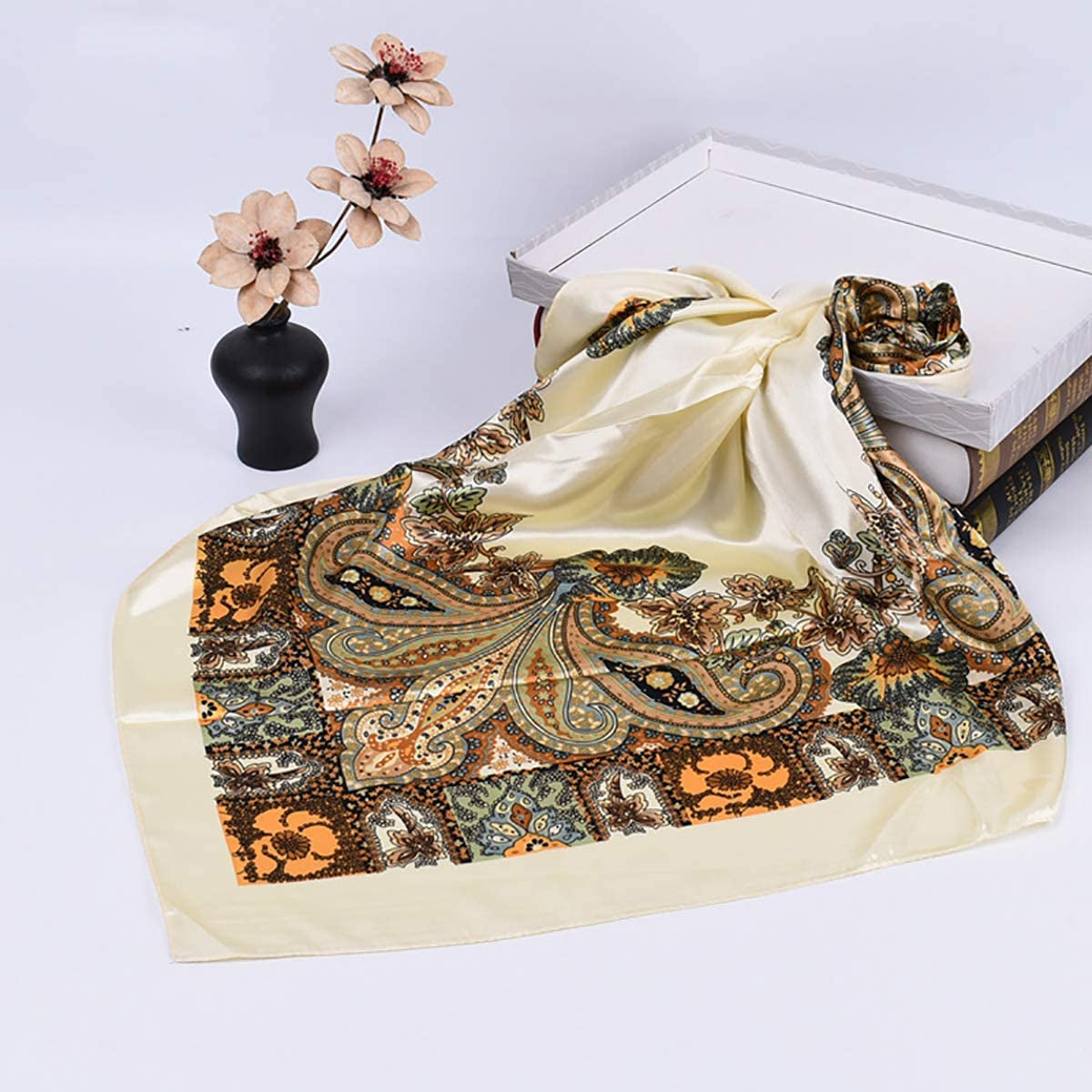 35 Inches Women Head Scarf Hair Bandanas - 4PCS Square Satin Head Scarves for Women Silk like Hair Kerchief Banadanas