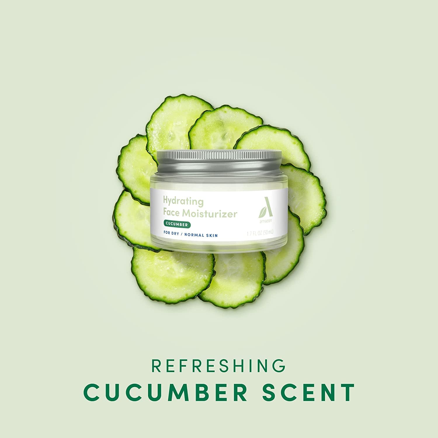 Hydrating Face Moisturizer with Avocado & Almond Oils, Squalane & Cocoa Butter, Vegan, Cucumber, Dermatologist Tested, Normal to Dry Skin, 1.7 Fl Oz