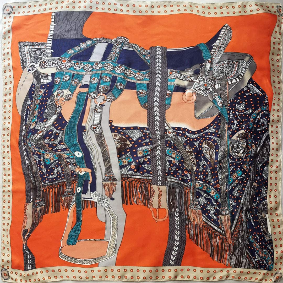 Silk Feeling Scarf Medium Square Satin Head Scarf for Women 27.5 × 27.5 Inches
