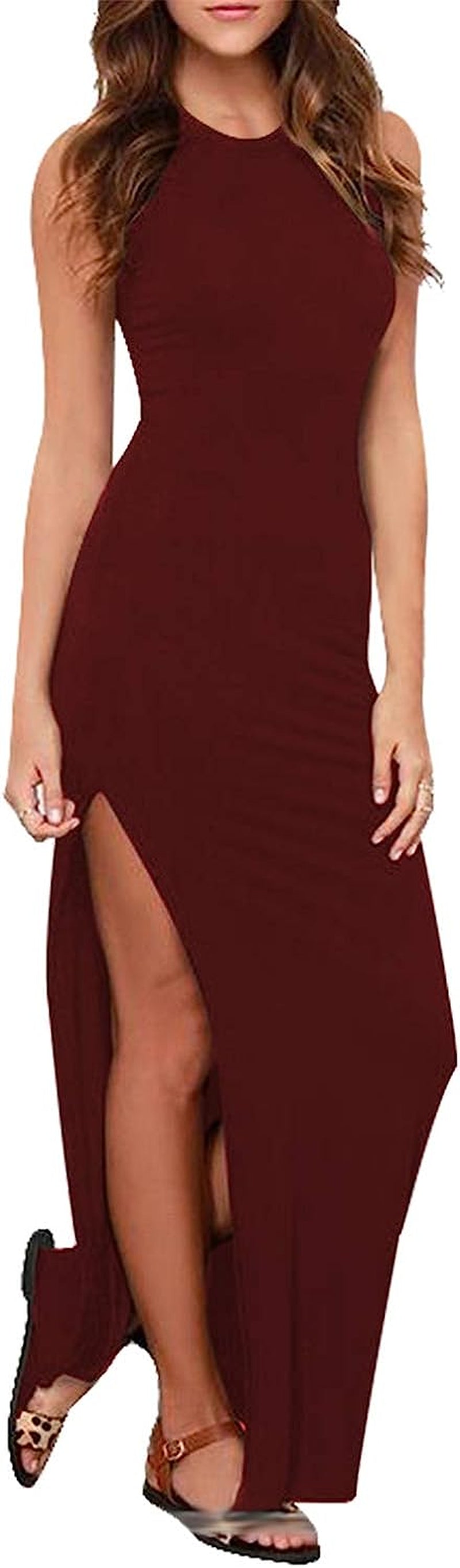 Women'S Party Beach Vacation High Slit Summer Maxi Long Bodycon Dress