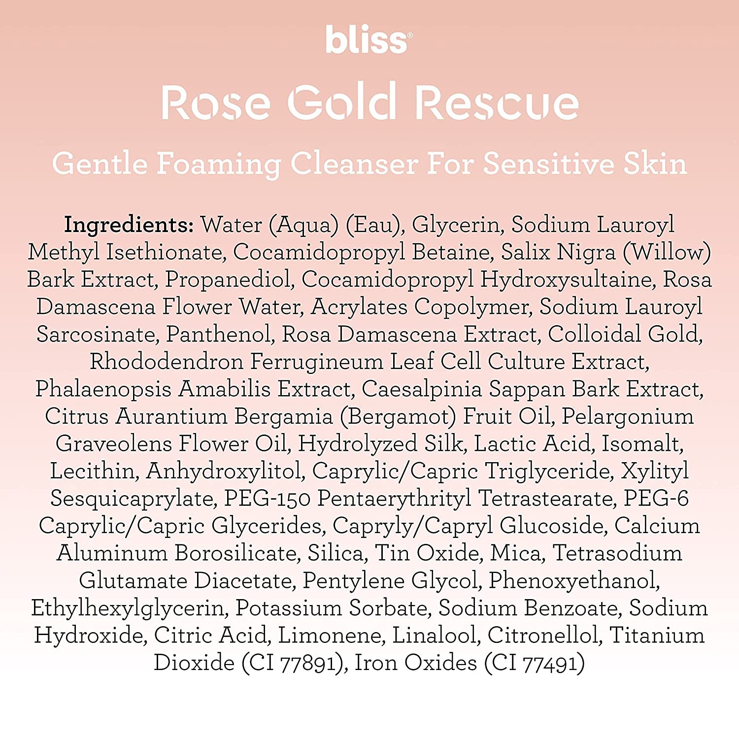 Rose Gold Rescue Foaming Face Wash & Cleanser for Sensitive Skin | Clean | Cruelty Free | Vegan | 6.4 Fl Oz