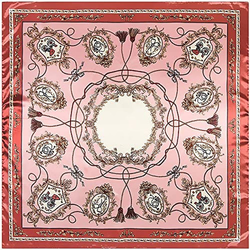 Silk like Scarf Women'S Fashion Pattern Large Square Satin Headscarf Headdress