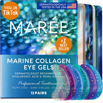 Eye Gel Pads - Reduce Wrinkles, Puffy Eyes, Dark Circles, Eye Bags - Natural Marine Collagen Eye Gels with Hyaluronic HA - anti Aging Eye Mask Patches & Face Moisturizer