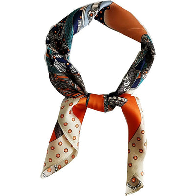 Silk Feeling Scarf Medium Square Satin Head Scarf for Women 27.5 × 27.5 Inches