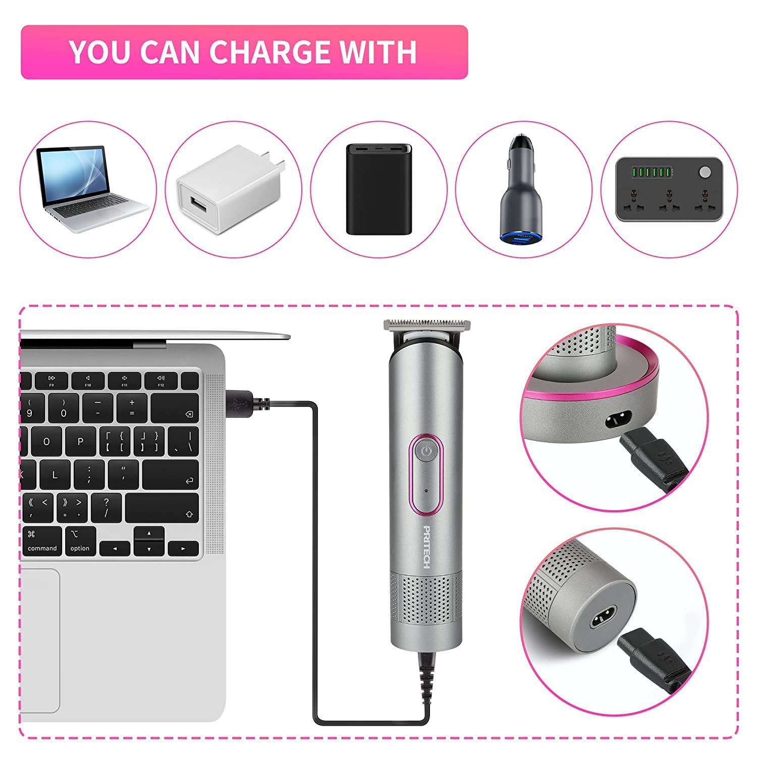 Hair Trimmer for Women, Waterproof Bikini Trimmer, Rechargeable Pubic Hair Clippers and Trimmer, Electric Shaver for Women, Women Electric Razor, Hair Cut Kit, Barber Grooming Set, Aurora Gray