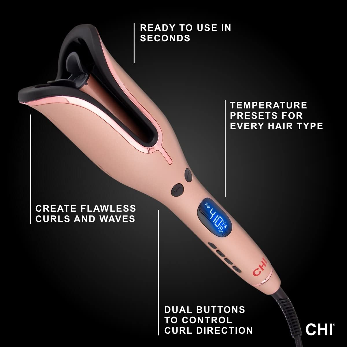 Spin N Curl Special Edition Rose Gold Hair Curler 1". Ideal for Shoulder-Length Hair between 6-16” Inches.