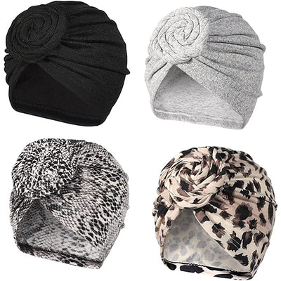 Stretch Turban Hats for Women - African Knot Headwraps Soft Pre Tied Bonnet Hair Wrap Pretied for Black Women