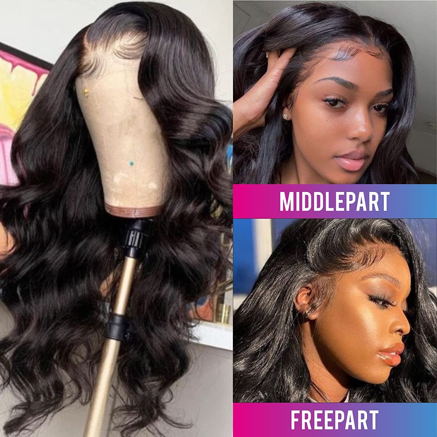 5X5 HD Lace Closure Wigs Human Hair 5X5 Body Wave Closure Wig for Women Virgin Human Hair Pre Plucked with Baby Hair 150% Density 5X5 Closure Wig True to Length Natural Black Color 26 Inch
