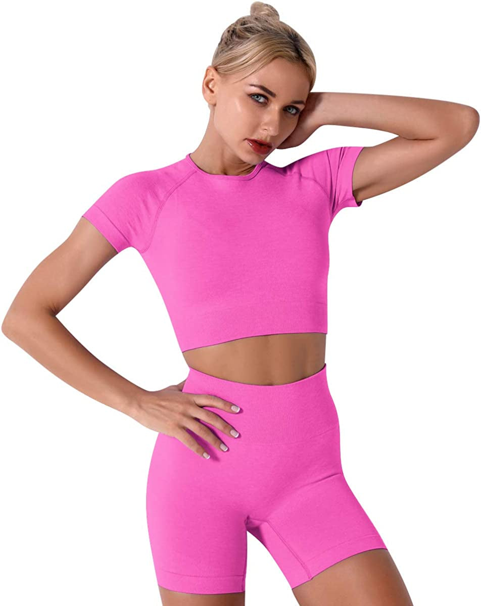 Women'S Yoga Outfit Seamless Workout Set High Waist Exercise Shorts Pants with Sport Bra 3PCS Tracksuit Gym Tracksuits
