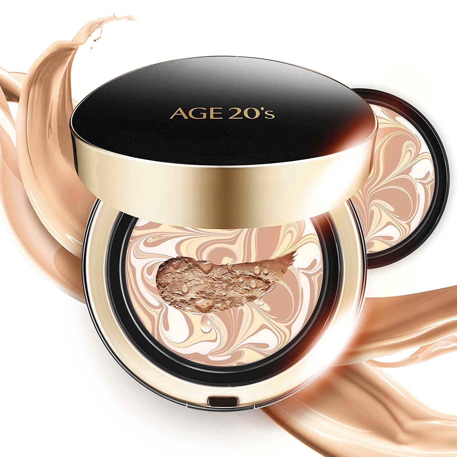 AGE 20'S Signature Intense Sunscreen SPF 50+ Foundation, Natural Coverage, Cushion Korean Makeup, 71% Essence Natural Dewy Finish, Refill Included, 23 Medium Beige (0.49 Oz X2 Ea)