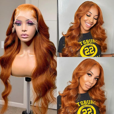 Selamon 13X4 HD Lace Front Wigs Human Hair Orange Ginger Colored Body Wavy Brazilian Virgin Lace Front Human Hair Wigs Pre Plucked with Baby Hair 150% Density (16 Inch, Orange Ginger)…