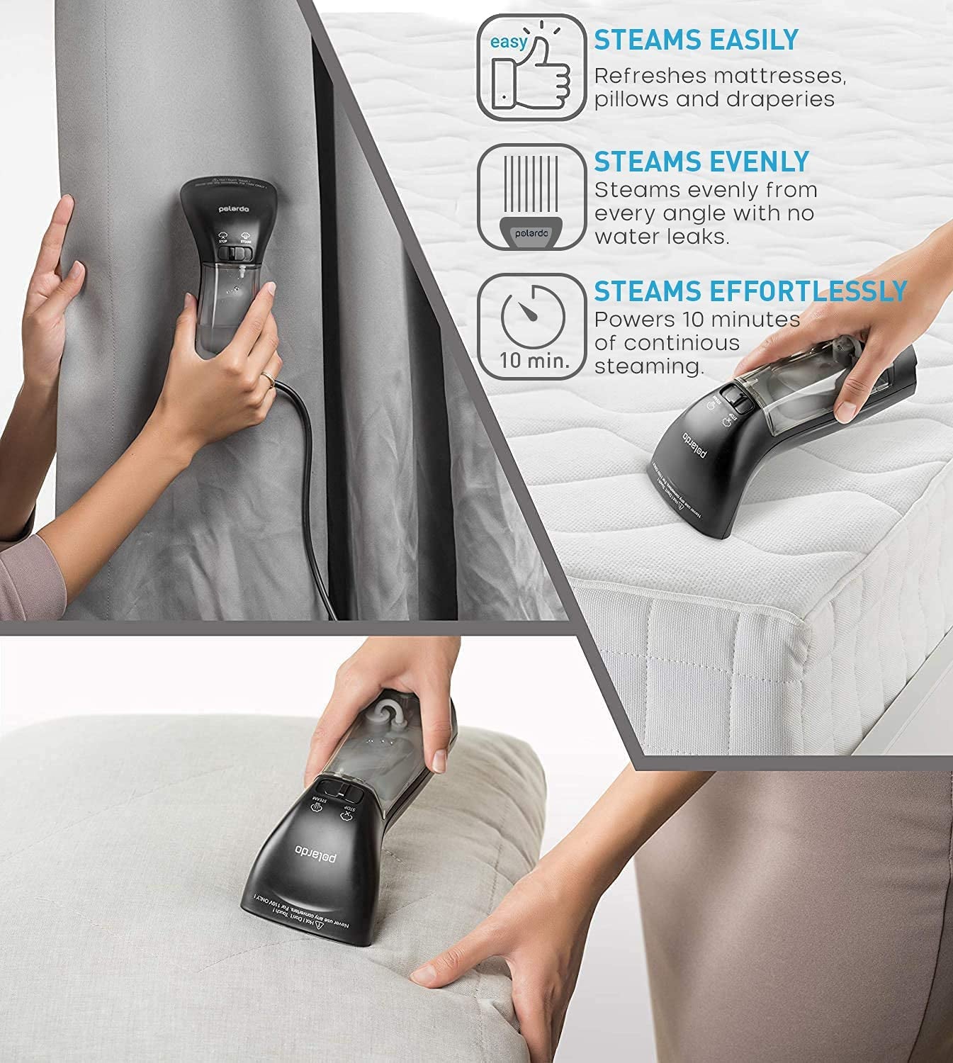 Steamer for Clothes, Hand Held Portable Travel Garment Steamer, Metal Steam Head, 25S Heat Up, Pump System, Mini Size, Handheld Steamer for Any Fabrics, No Water Spitting, 120V Black