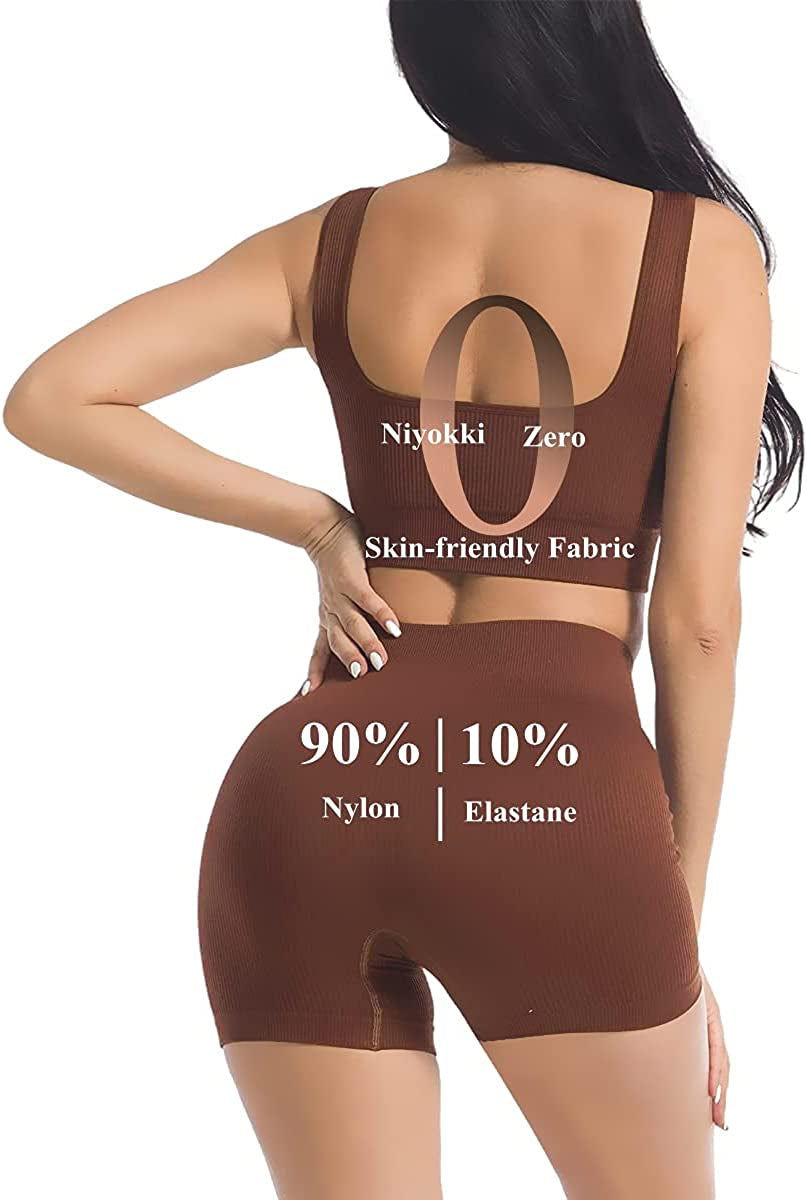 Workout Sets for Women Seamless Crop Tops Leggings Matching 2 Pieces Outfits Two Piece Yoga Workout Outfits