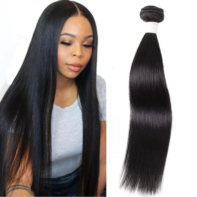 Misoun Brazilian Virgin Human Hair Straight Hair One Bundle 22Inch 100% Unprocessed Virgin Straight Human Hair Bundle Extension Weave Weft Natural Black Color (100+/-5G)/Bundle Can Be Dyed