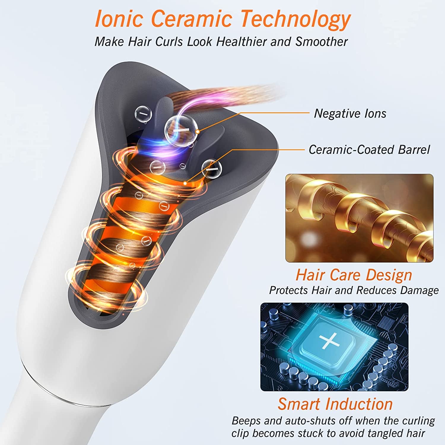 Automatic Hair Curler, Portable Auto Hair Curling Iron Wand with LCD Display, Adjustable 5 Temperature, 13 Curls and 10 Timer Settings, Fast Heating for Hair Styling