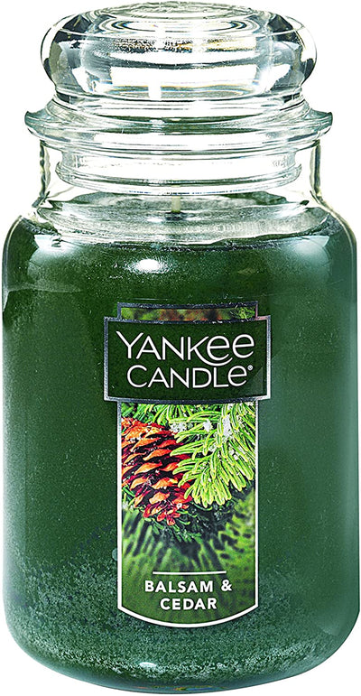 Yankee Candle Balsam & Cedar Scented, Classic 22Oz Large Jar Single Wick Candle, over 110 Hours of Burn Time