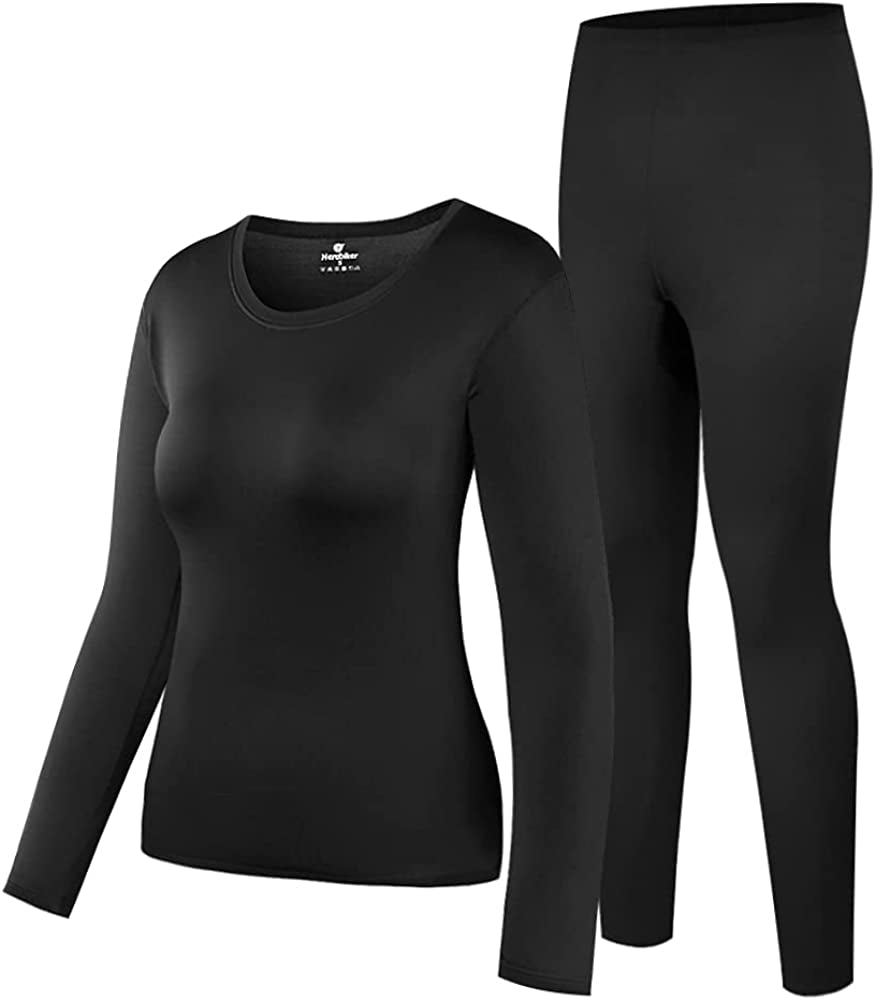 Thermal Underwear Women Ultra-Soft Set Base Layer Top & Bottom Long Johns with Fleece Lined Winter Warm