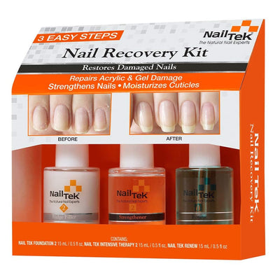 Nail Recovery Kit, Cuticle Oil, Strengthener, Ridge Filler - Restore Damaged Nails in 3 Steps