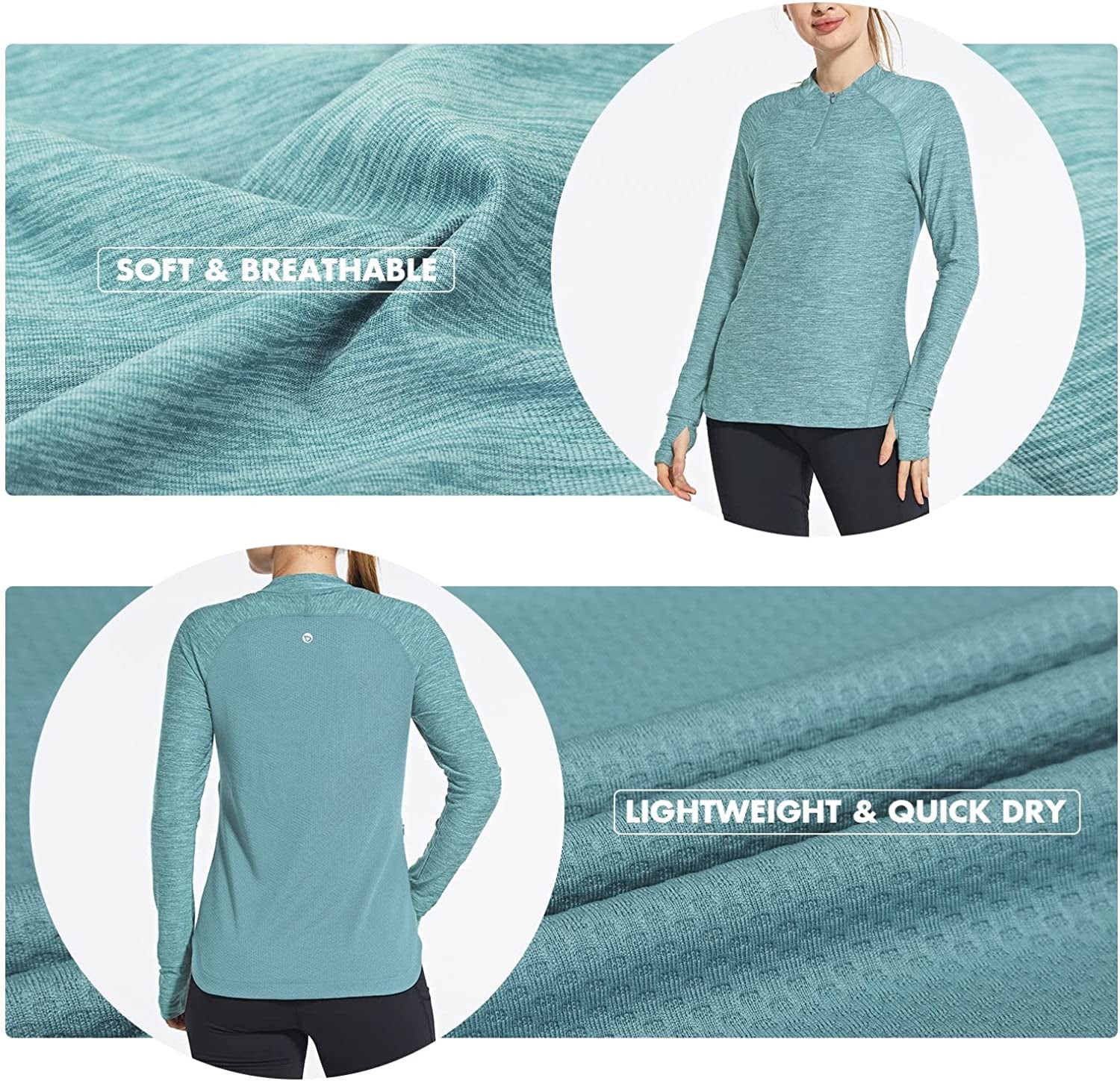 Women'S Quick Dry Shirts Long Sleeve for Running Hiking Workout UPF50+ SPF Lightweight Pullover