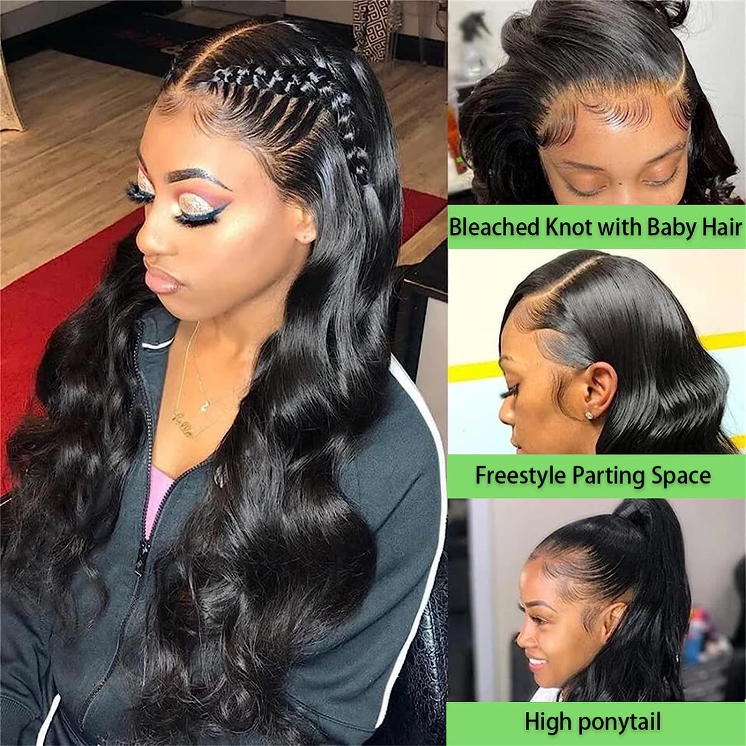 26 Inch Body Wave Lace Front Wigs Human Hair Pre Plucked 180% Density 13X4 HD Lace Front Wigs for Black Women, Glueless Wigs Unprocessed Brazilian Virgin Human Hair with Baby Hair Bleached Knots