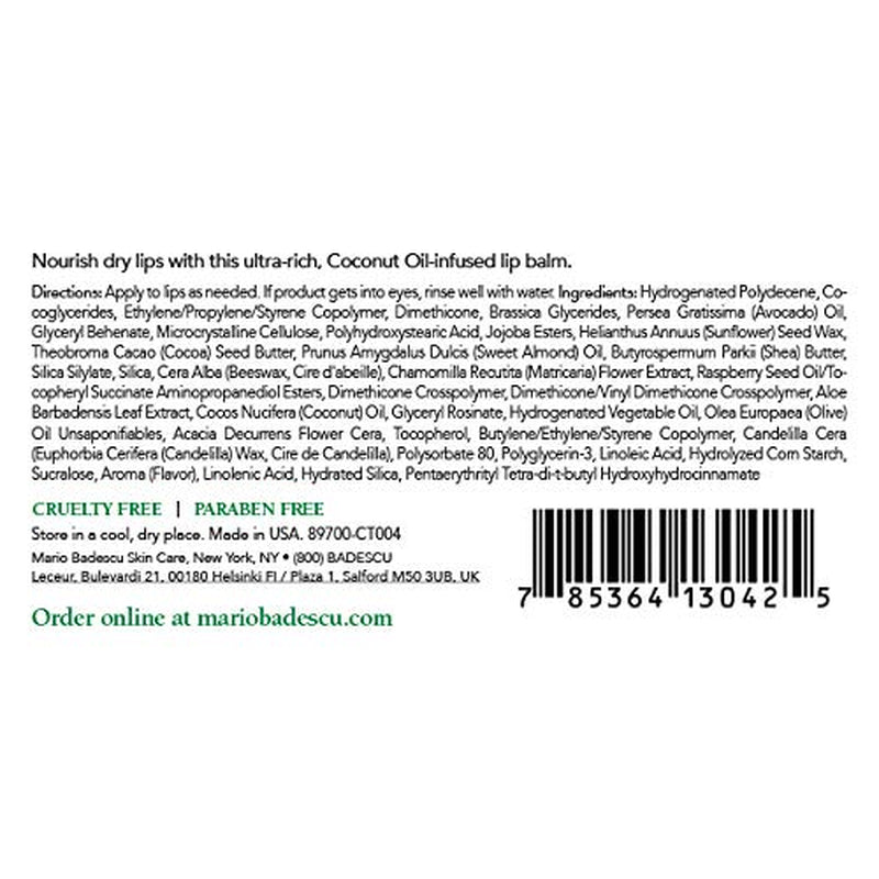 Moisturizing Lip Balm for Dry Cracked Lips, Infused with Coconut Oil and Shea Butter, Ultra-Nourishing Lip Care Moisturizer for Soft, Smooth and Supple Lips