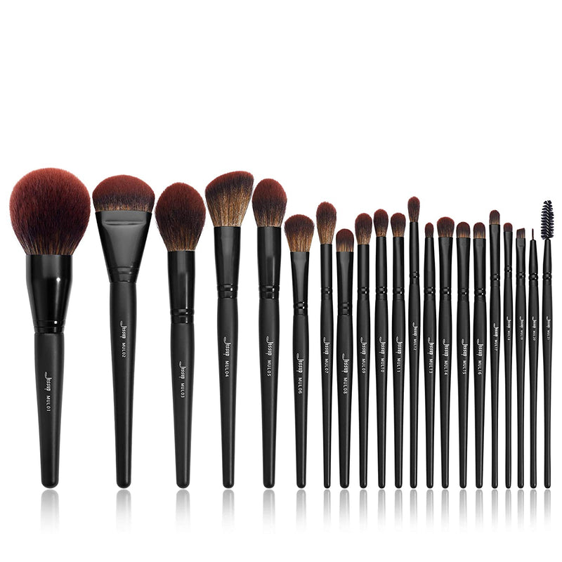 Jessup Makeup Brushes Set Premium Synthetic Powder Foundation Highlight Concealer Eyeshadow Blending Eyebrow Liner Spoolie Brush Set Black 21Pcs T271