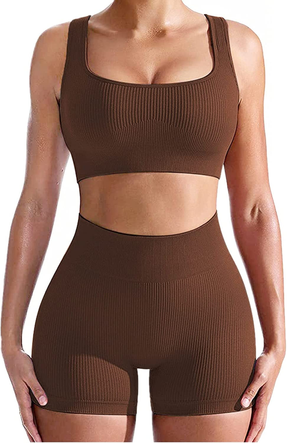 Workout Sets for Women Seamless Crop Tops Leggings Matching 2 Pieces Outfits Two Piece Yoga Workout Outfits