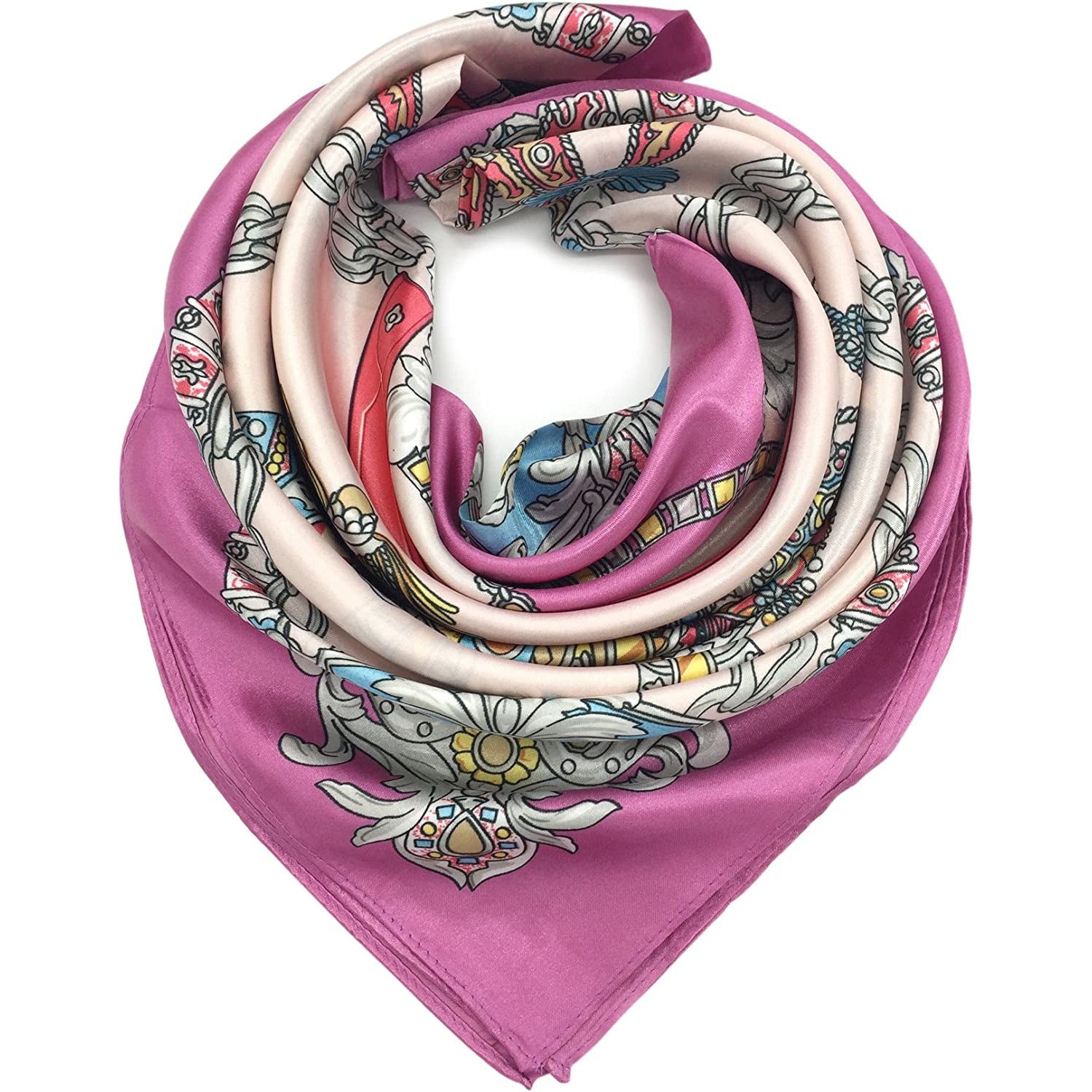 Silk like Scarf Women'S Fashion Pattern Large Square Satin Headscarf Headdress
