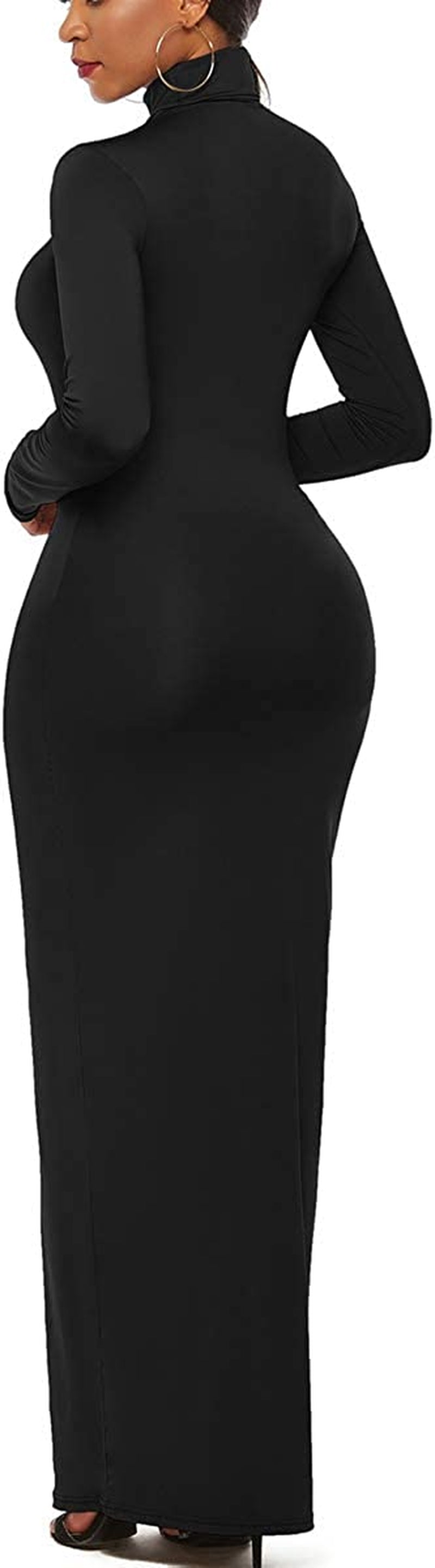 Women'S Long Sleeve Plain Maxi Dresses Casual Long Dresses
