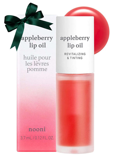 Nooni Korean Lip Oil - Appleberry | Gift, Moisturizing, Revitalizing, and Tinting for Dry Lips with Raspberry Fruit Extract, 0.12 Fl Oz
