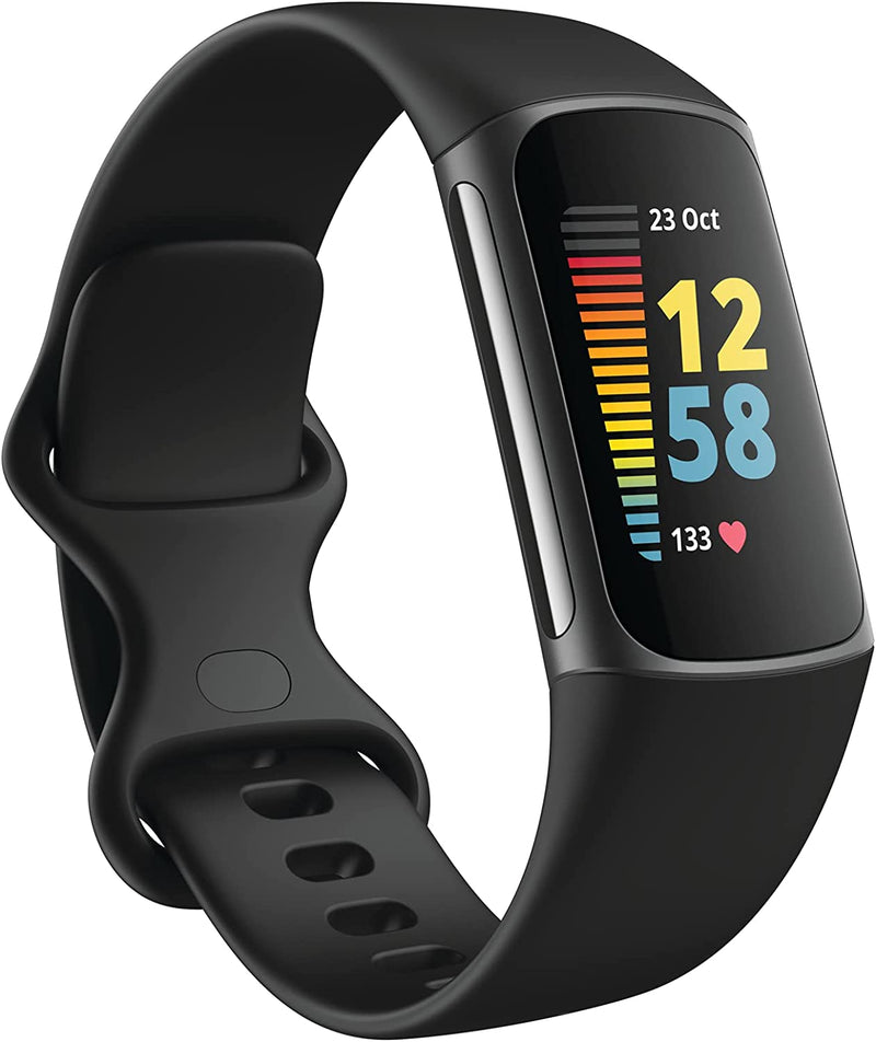Fitbit Charge 5 Advanced Health & Fitness Tracker with Built-In GPS, Stress Management Tools, Sleep Tracking, 24/7 Heart Rate and More, Black/Graphite, One Size (S &L Bands Included)