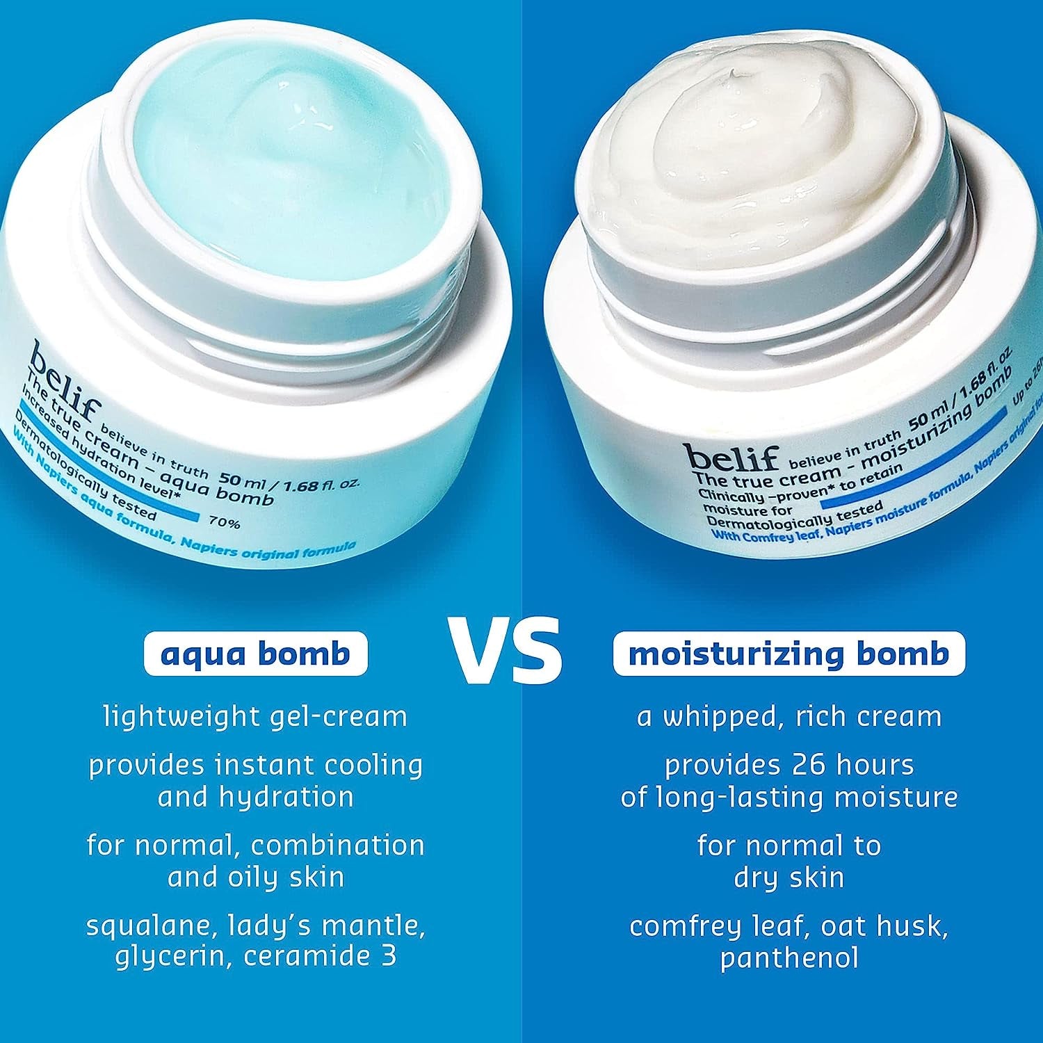 Belif the True Cream Moisturizing Bomb | Intensive Face Moisturizer for 26 Hour Hydration | Soothing & Nourishing Cream W/ Panthenol, Comfrey Leaf & Oat Extract | Cream for Dry, Sensitive Skin