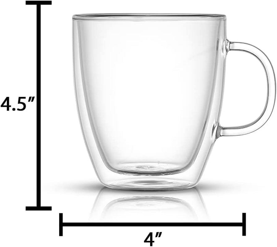 Savor Double Wall Insulated Glasses - Coffee Mugs (Set of 2) - 13.5-Ounces