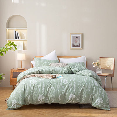 Sage Green Comforter Twin ,2 PCS Bedding Sets Floral Comforter Set Plant Flowers Printed on Fluffy for All Season