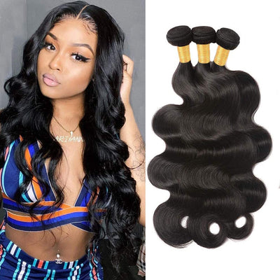 DMS Human Hair Body Wave Brazilian Virgin Hair Body Wave 3 Bundles Wet and Wave Virgin Brazilian Human Hair Extensions(Natural Color 24 24 24)