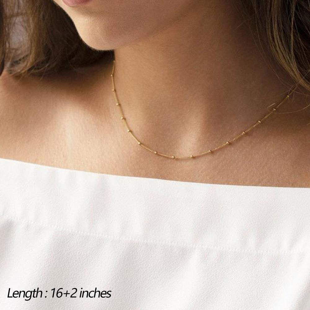 Dainty Layered Choker Necklace, Handmade 14K Gold Plated Y Pendant Necklace Multilayer Bar Disc Necklace Adjustable Layering Choker Necklaces for Women