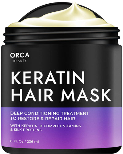 Keratin Hair Mask for Dry Damaged Hair and Growth, Keratin Hair Treatment for Dry Damaged Hair - Hydrating Hair Mask, Vit B Complex, Vit E, Silk Protein & Omega 3, 9, Deep Conditioning Hair Mask