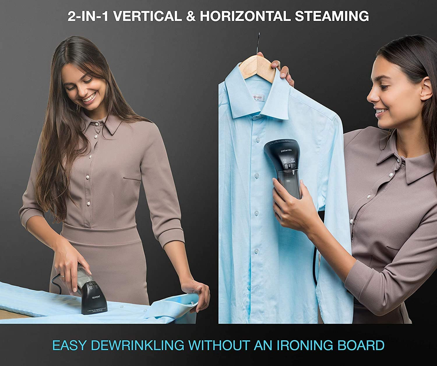 Steamer for Clothes, Hand Held Portable Travel Garment Steamer, Metal Steam Head, 25S Heat Up, Pump System, Mini Size, Handheld Steamer for Any Fabrics, No Water Spitting, 120V Black