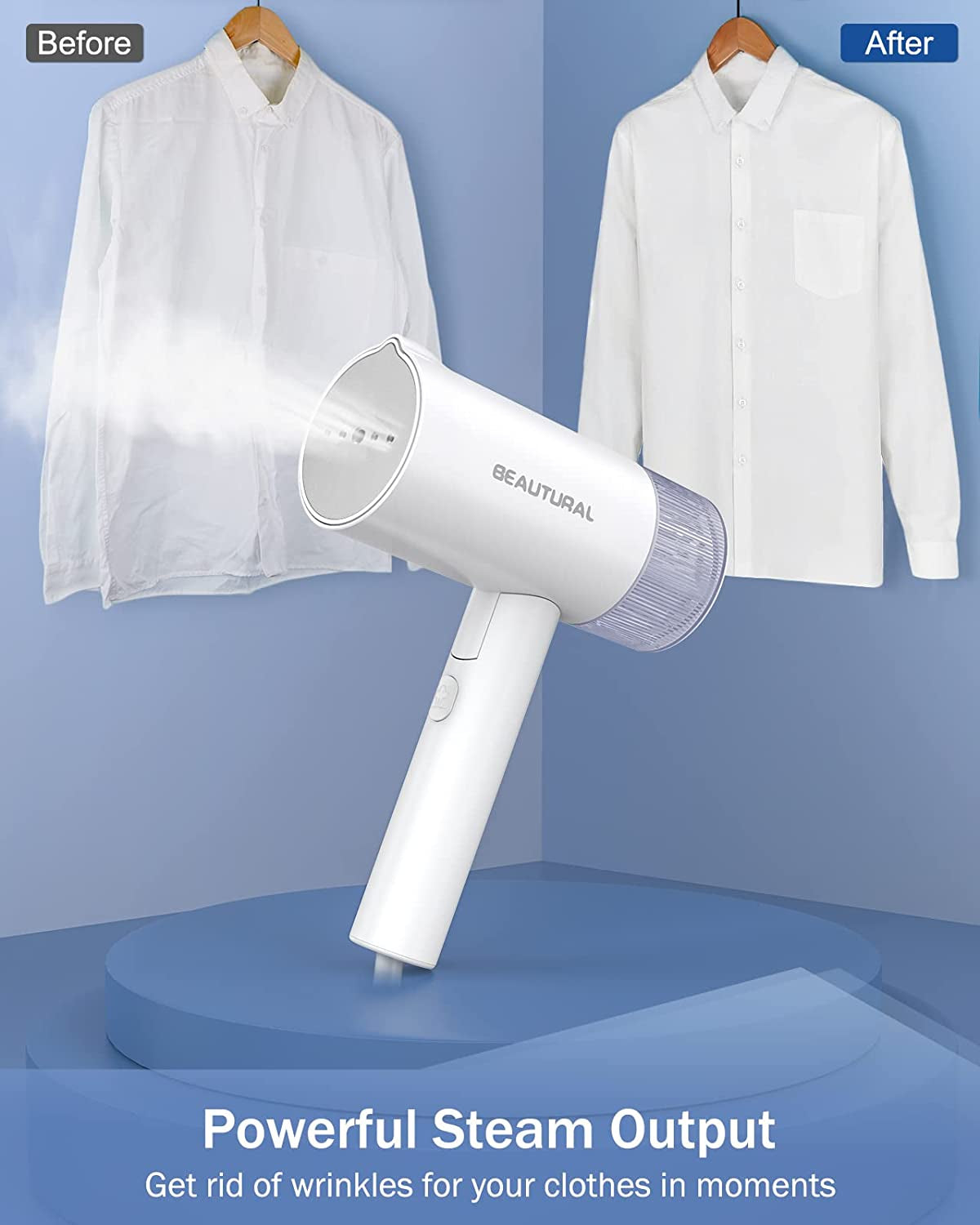 Steamer for Clothes, Foldable Handheld Clothing Wrinkles Remover for Garments, 30-Second Fast Heat-Up, Portable Fabric Steamer for 120V Countries, Not for Use in 220V Such as Europe