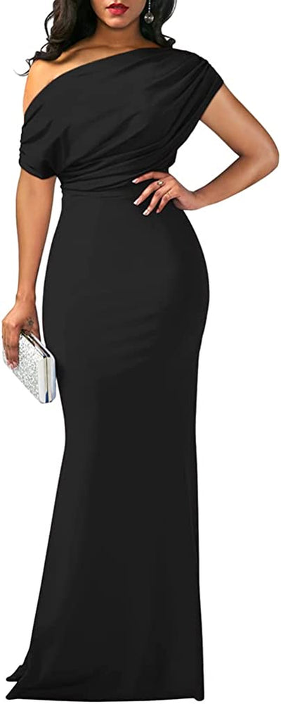 Women'S Elegant Sleeveless off Shoulder Bodycon Long Formal Party Evening Dress