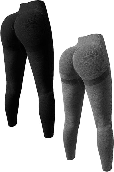 Women'S 2 Piece Butt Lifting Yoga Leggings Workout High Waist Tummy Control Ruched Booty Pants