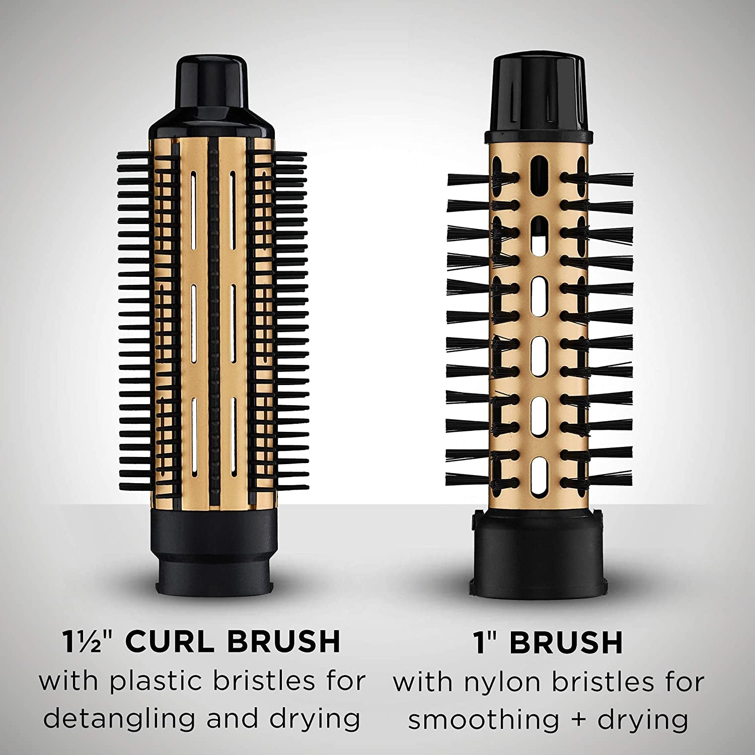 2-In-1 Hot Air Brush and Curling Comb, Hair Styling Tools & Appliances, Black/Gold