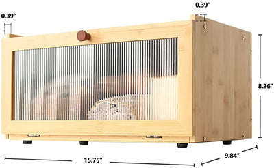 Bamboo Bread Box for Kitchen Counter-Large Capacity Bread Storage Container Farmhouse Bread Box with Window Bread Holder