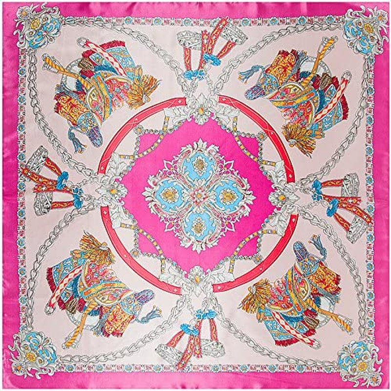 Silk like Scarf Women'S Fashion Pattern Large Square Satin Headscarf Headdress